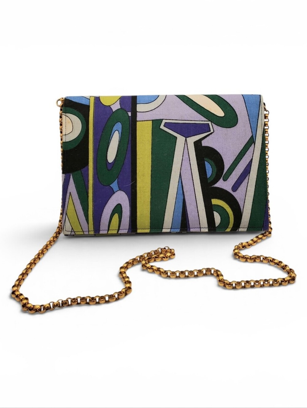 Vintage Victor Costa Abstract Geometric Print Convertible Clutch Bag Crossbody